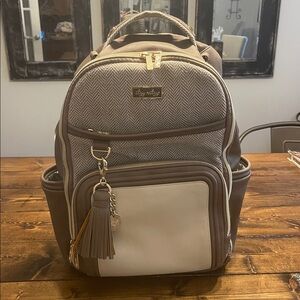 Itzy Ritzy Vanilla Latte Boss Plus Backpack Diaper Bag & Changing Pad